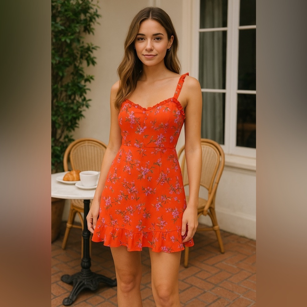 Nwot Lush Ruffle Floral Mini Dress Size Small.